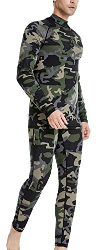 MeetHoo Biancheria Intima Termica Uomo Traspirante Asciugatura Rapida Termico Set Collo Alto Maglia Termici Pantaloni Base Layer per Sci Ciclismo Corsa Allenamento