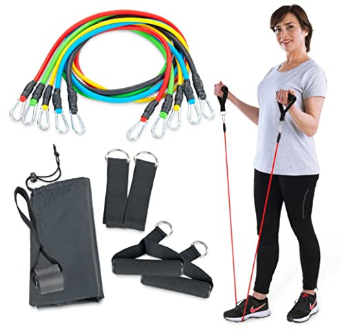 Maximex Fitness-Bänder Set, 11-teilig - Sportbänder für gezieltes Training, Kunststoff (TPR), 125 cm, Mehrfarbig