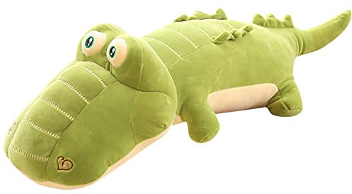 Krokodil Tier Kissen Kuscheltier Kawaii Grün Krokodil Plüschtier Stofftier Gefüllte Tierkissen Spielzeug,60CM Krokodil Ausgestopftes Tier Plüschkissen Schlafkissen Geschenk für Kinder Mädchen Jungen