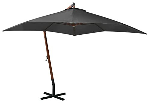 TEKEET Ombrellone da giardino con palo da giardino e prato, 3 x 3 m, in legno di abete massiccio, per casa e giardino