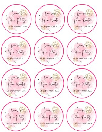 12 x 6cm Pink personalised edible cocktail drink toppers uncut Hen Party/Birthday/baby shower ANY WORDING