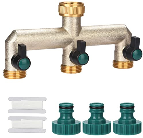 oumuik Spender mit Hahn (3-Wege-Spender mit 3/4-Zoll-Hahn) 3-Wege-Spender aus Messing