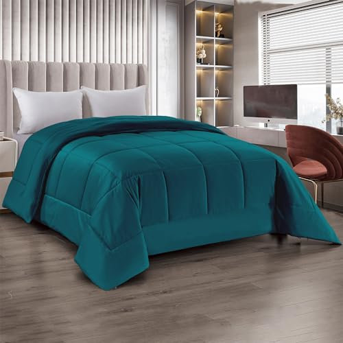 IlGruppone Trapunta Matrimoniale Velluto Piumone Invernale 625 Gr/Mq Piumino Caldo Due Piazze Inverno Coperta Duck Friendly (Petrolio)