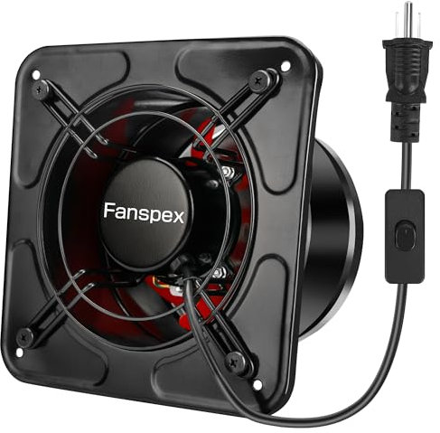 Fanspex - Ventilador de escape de 8 pulgadas para cocina, ventiladores de ventilación para el hogar, para taller, ático, cochera, invernadero, granero, 45 W, bajo consumo, alta velocidad, 1020 m³/h de