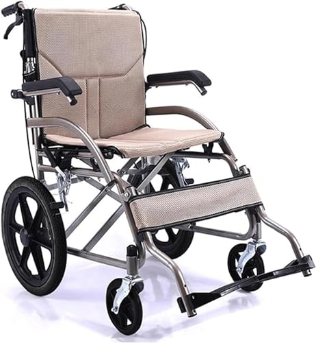 Transportrollstuhl aus Kohlenstoffstahl, faltbarer tragbarer Roller mit Handbremse und verstellbaren Pedalarmlehnen, mobiler Rollstuhl