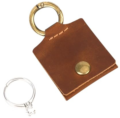 XIHIRCD Leder Schlüsselanhänger Ringhalter, Tragbar Reise Ringhalter Schmuck Reisetasche Ringtasche Leder Kleine Schmucktasche für Fitnessstudio Training Reise (Retro Braun)