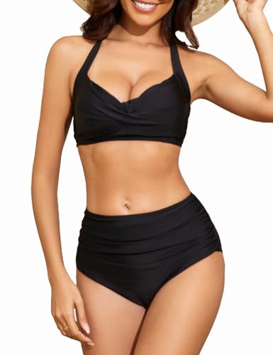 Giyaluzw Bikini Damen Set Push up Bikini-Sets für Damen Bauchweg High Waist Sexy Bikini Oberteil Große Brüste Triangel Swimsuit