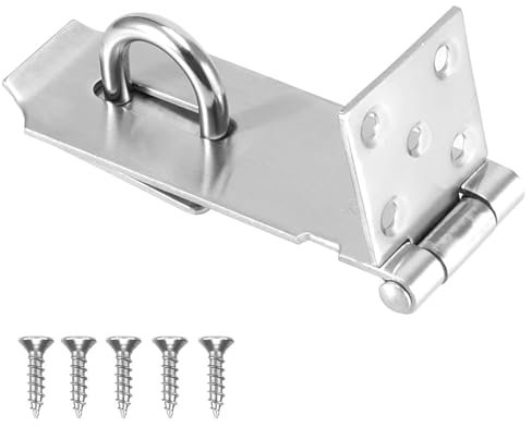 SUS304 Stainless Steel shed Lock Padlock Hasp Door Lock, Staple Heavy Duty Shed Lock Hasp 4-Inch Heavy Duty Hasp and Staple Door Clasp Gate Latch for External Doors Window Cabinet Pet Cage