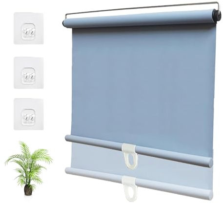 Verdunkelungsrollo, kabellos, Sonnenschutz, 30150 cm breit, Fensterabdeckung, Vorhänge für Sichtschutz und Wärmedämmung, Grau, 65 x 130 cm