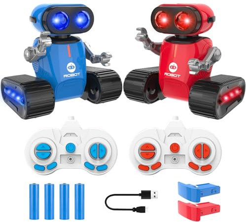 Roboter Kinder Spielzeug, Wiederaufladbares Ferngesteuerter Roboter mit Lichteffekte, LED-Augen, Musik Tanz und Herausnehmbarer Akku, RC Robot Spielzeug Geschenk für Jungen Mädchen ab 3 Jahre