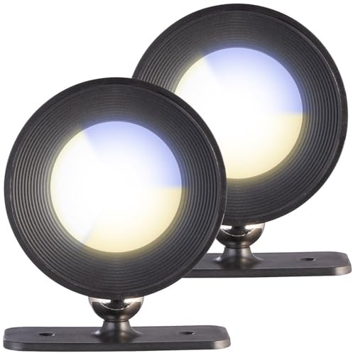 Lunartec Wandlampe LED Wohnzimmer: 2er-Set CCT-LED-Wandlampen, Magnetfuß, dimmbar, Touch-Tasten, schwarz (Bettleuchten, Wandleuchten rund, Akkus)