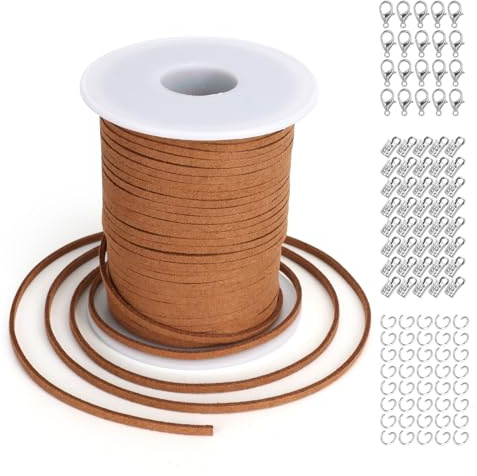 NVGVUP Leather String Cord Flat Suede Lace Brown 2.5mm Jewelry Making | Strong Adhesive Tape for Dash Cams, Outdoor and Household Mounting, Providing Secure Hold on Various Surfaces