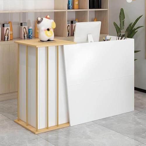 Empfangstheke an der Rezeption, Empfangstheke mit abschließbaren Schubladen, Büro-Computertisch, Empfangstisch mit Aufbewahrungsschrank, Kasse im Einzelhandel, weiß, 120 x 40 x 90 cm
