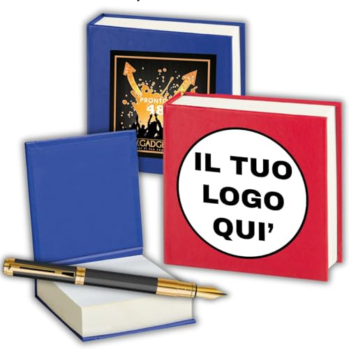 D&Vlab Blocco NOTES CUBE Personalizzato con logo testo, blocco promemoria e dispenser con fogli bianchi Rosso o Blu, Gadget aziendale pubblicitario per scuola ufficio e casa (25 pezzi)