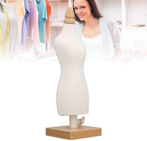 Dress Form, Mannequin Torso Table Top Display Clothing Stand with Wooden Base 12.2 Inch Canvas Clothes Sewing Mannequin Manequins Body Female for Sewing Pattern Making Teaching