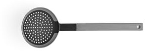 Woll Cook-It, Schaumlöffel mit Silikon eingefasstem Easy-Griff, 11 cm breit, 32 cm lang, grau, Hitzebeständig bis 220°, Spülmaschinenfest