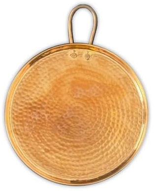 Celly Party 13 Inch Copper Comal, Round Griddle Pan for Tortillas Quesadillas Pancakes, Handmade Hammered Copper Cookware for Stove Top or BBQ Grill
