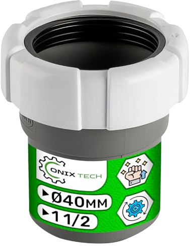 Muffe für Waschmaschine Abfluss Adapter Gewinde 1 1/2” Ø 40 mm PVC | ONIX TECH