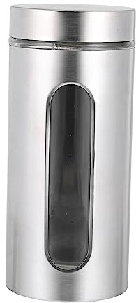 Cabilock Glass Spice Jar and Airtight Storage Container 1200ml, Stainless Steel Lid Multifunctional Kitchen Food Storage for Tea, Coffee, Dried Goods, and Herbs