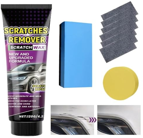 Autolack Reparatur Polieren Paste Kratzer Entferner Auto,Autopolitur Kratzer Entfernen,Car Scratch Removal Kit Geeignet für Verschiedene Autooberflächen Mit 6 Nanotüchern und 2 Schwämmen
