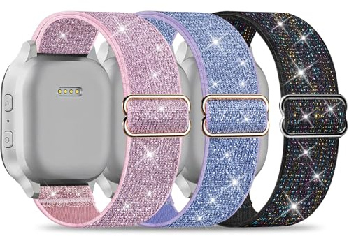 Wizvv 3 stycken kompatibla med Xplora X6 Play/Xplora X6 Pro/Anio 5/Anio 6 barnnylonarmband, 20 mm elastiska ersättningsarmband för flickor och pojkar, 200 mm, Nylon, Svart