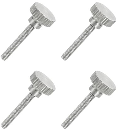 sourcing map 4 tornillos de cabeza moleteada plana M3 x 20 mm, acero inoxidable 304 totalmente roscado, tornillos de tornillo de pulgar para iluminación de electrodomésticos, equipos electrónicos