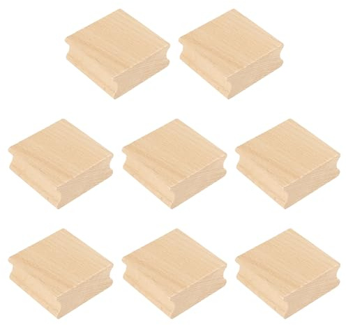 PATIKIL Blocco timbro in legno 50x50mm, 8 pezzi Montature in gomma vuote blocco di faggio per creare fai da te, colore legno