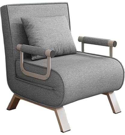 Sillón Cama 1 Plaza Barato Sofá Cama Convertible Sillón Reclinable 3 en 1 con Respaldo Ajustable en 6 Posiciones Almohada Desmontable y Marco Metálico Sofá Tapizada Carga 150kg(Gray)