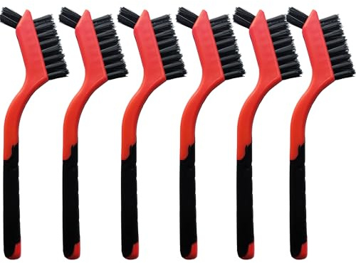 6-Pack Nylon Cleaning Brushes - Non-Scratch Nylon Bristles for Delicate Surfaces & Daily Cleaning | Ergonomic Grip with Mini Head & Hanging Hole