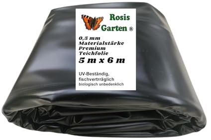 Rosis Garten PVC Teichfolie 5 m x 6 m Stärke 0,5mm schwarz Teich Gartenteich Teich Teichbau