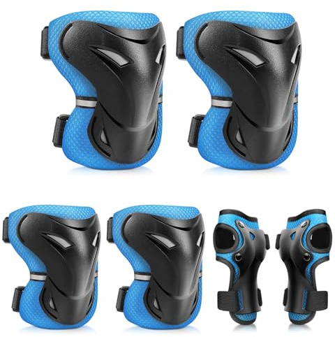 YOOXARMOR Protection Roller Enfant Fille,D'équipement de Protection 3-6-13 Enfants 6 en 1 Réglable Genouillères Coudières, Protège-Poignets pour BMX,Skateboard Scooter Inline Skate