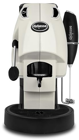 Didiesse Baby Frog Coffee & Tea Machine à café à dosettes avec mousseur à lait et support à double dosette pour café et thé, faible consommation d'énergie 450 W, distributeur d'eau chaude (Ivoire)