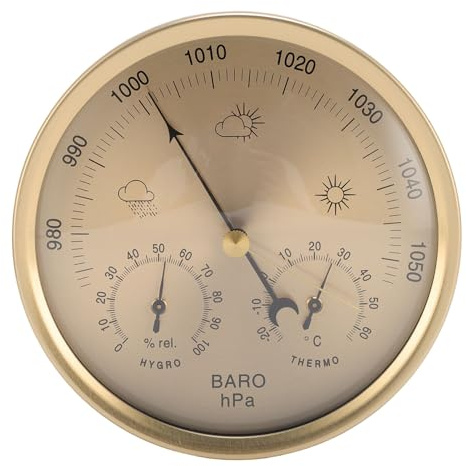 Luocute Wall Weather Station Indoor, 3 In1 Barometer Thermometer Hygrometer for Home Office Ship Garden, Mechanical Movement Dial Type Weather Forecast Station for Indoor Outdoor