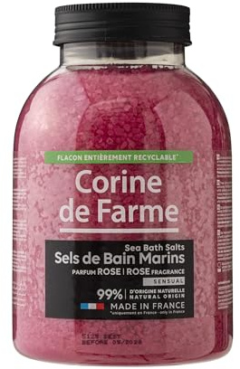 Corine de Farme Sali da bagno marini Sensual Rose - Rilassamento e benessere - Fragranza affascinante - Ingredienti naturali - Cura del corpo - 500 g - Ideale regalo spa casa