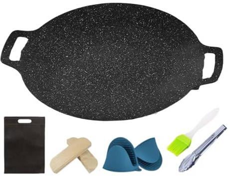 Poêle à griller coréenne – de barbecue en fonte antiadhésive | Poêle portable coréenne parfaite pour le jardin, le pique-nique, le camping et la cuisine de fête | Accessoire de barbecue