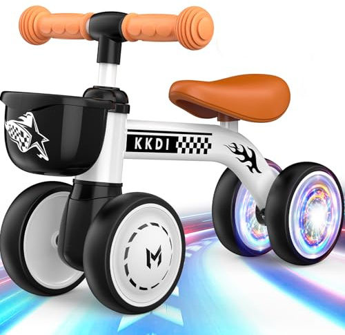 Baby Balance Bike Ride on Toys for 1 2 Year Old, Toddler Bike, First Birthday Gifts for 1 2 Year Old Boys Girls, Colorful Lighting Silent Wheels, No Pedal, Safe Baby First Bike