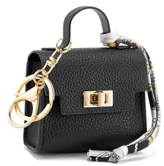LAOYEFACAI Mini Taschenanhänger Münzgeldbörse Mini-Handtasche Schlüsselanhänger für Damen kreative Schlüsselanhänger Make-up-Tasche Münzgeldbörse mit Reißverschluss (Schwarz)