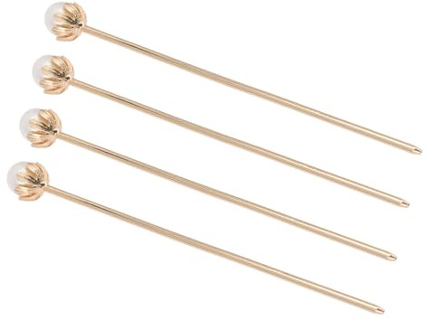 CLISPEED Bacchette per Chioma Perle Lotus Classiche Set da 4 Pezzi Accessori per Chioma da Donna per Matrimoni Feste e Cerimonie Non Irritanti e Adatti