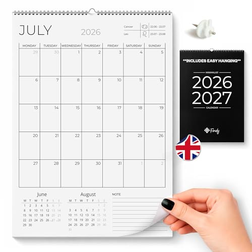 Finoly Wall Calendar 2026 from July 2026 - Dec 2027 (18 Month) A4 | Calendar 2026-2027 Monthly for Easy & Efficient Planning | 2026 Calendar Month to View
