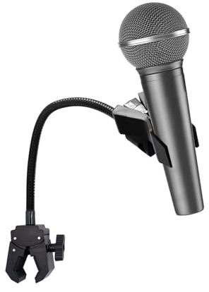 Soporte para micrófono con abrazaderas, brazo de micrófono de cuello de cisne, 30 cm, brazo giratorio ajustable con clip de micrófono, para transmisiones en vivo, grabación de programas de estudio