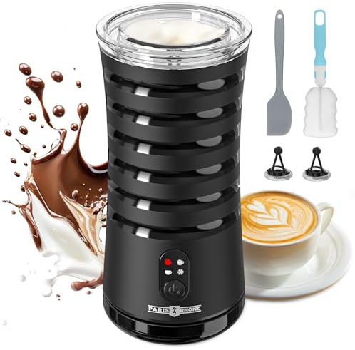 PARIS RHÔNE Mousseur à lait électrique 4 en 1, convient pour mousse de lait chaude et froide, lait chaud, mousseur à lait induction, noir