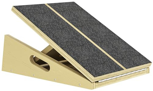 SPORTNOW 2-in-1 Schrägbrett aus Holz Slant Board mit 4 Winkeln Tragegriff | Sports Balance Board, Verstellbar, Wadenstrecker, Balancebrett für Wadenstreckung