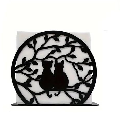 Serviettenhalter Mit Schwarzer Katze, Serviettenhalter Aus Eisen, Freistehender Taschentuchspender Aus Metall, Eisen Papierserviettenständer, Geeignet Für Esszimmer, Küche, Wohnzimmer, Schlafzimmer