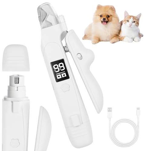 Suevut 2-in-1 Krallenschere für Hunde mit Licht & Krallenschleifer – LED Krallenschere Katzen, Lichtschere Hund mit Auffangbehälter für sichere & saubere Pfotenpflege