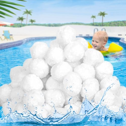 GROFIS Bolas Filtro Piscina, 700g Bolas Depuradora Piscina Sustituye 20kg Arena Depuradora Piscina, Reutilizable Ultraligera Filter Balls con Red de Lavandería, para Varios Filtros de Arena