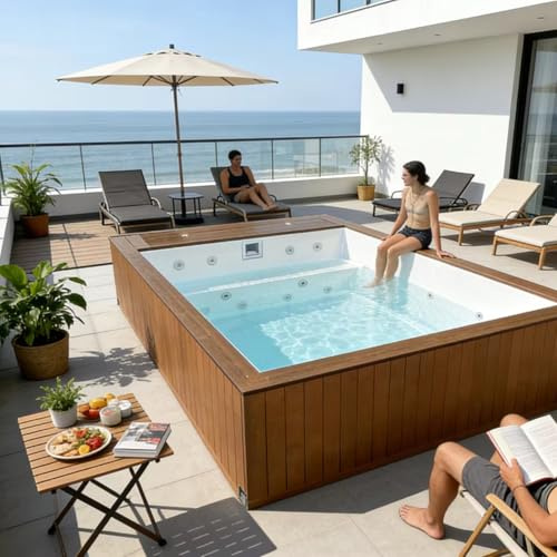 Piscina esterna con contenitore in vetroresina Conchiglie interrate Piscina prefabbricata con pompa filtrante e skimmer per giardino domestico
