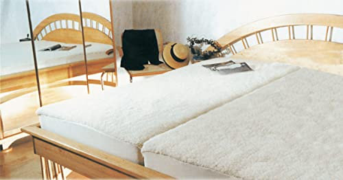 Dukal | hochwertiges Unterbett aus Schafschurwolle/Lammfell | aufzuziehen wie EIN Spannbettlaken (für den perfekten Halt) | Maße: 90-100 x 220 cm