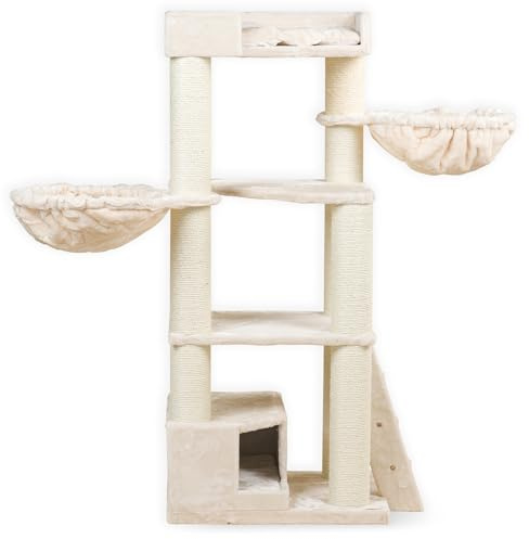 RHRQuality Krabpaal voor Grote katten - Corner Coon Beige - met extra dikke 12cm sisalpalen