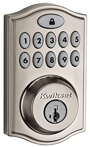 Kwikset 99140-023 SmartCode 914 Traditionelles intelligentes Schloss mit elektronischem Riegel, Türschloss mit SmartKey Security und Z-Wave Plus, satiniertes Nickel