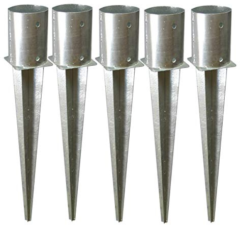 EXCOLO Einschlagbodenhülse Rund 101 mm – 5er Set – Feuerverzinkt – Einschlaghülse für Holzpfosten Ø 100 mm – Pfostenträger ohne Betonieren – Bodenhülse für Holzzaun & Lamellenzaun
